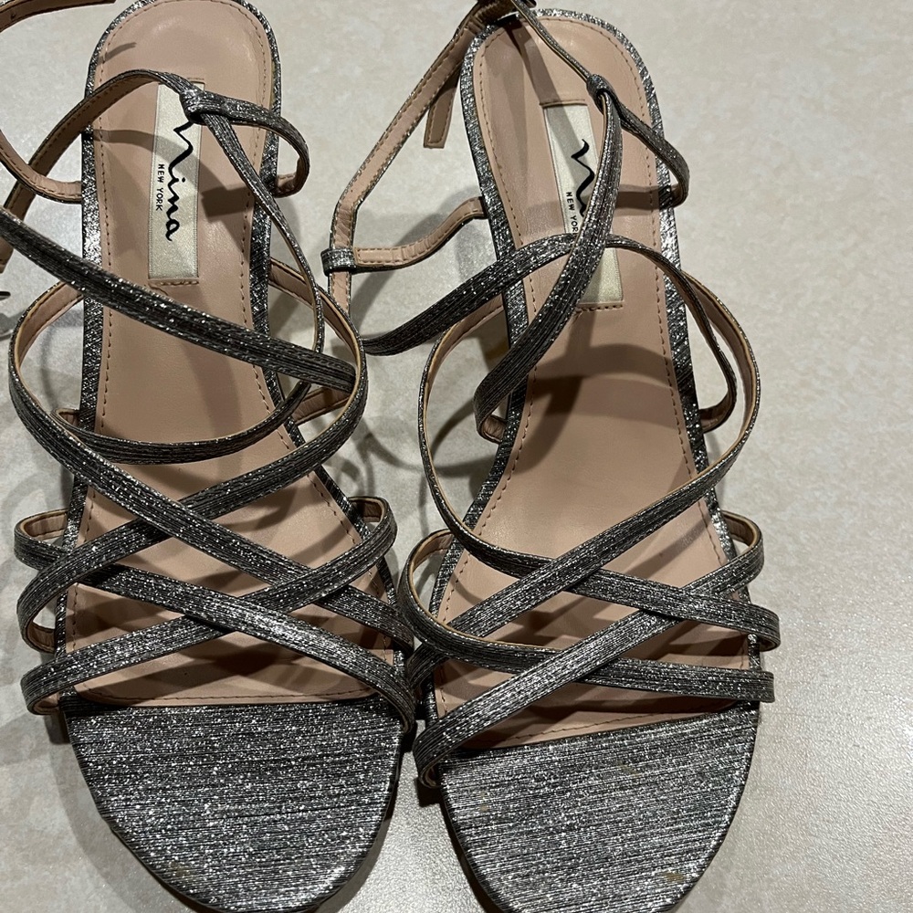 Nina Silver Strappy Sandals Elegant Design